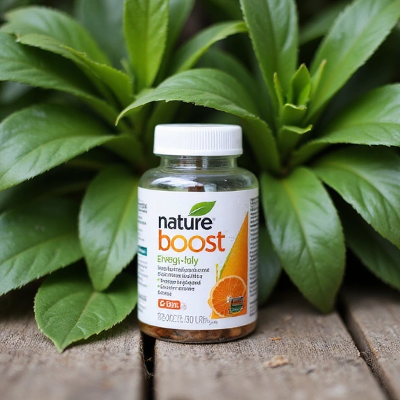 NatureBoost Dodatak za energiju na drvenoj površini sa biljkama